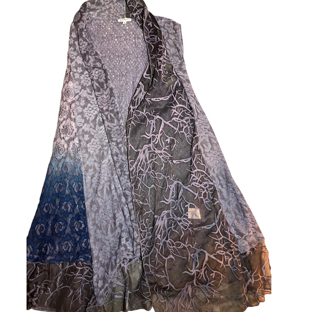 Paris Hues Lace Mesh Longline‎ Vest Floral Boho S Whimsigoth Dark Fairy Witchy